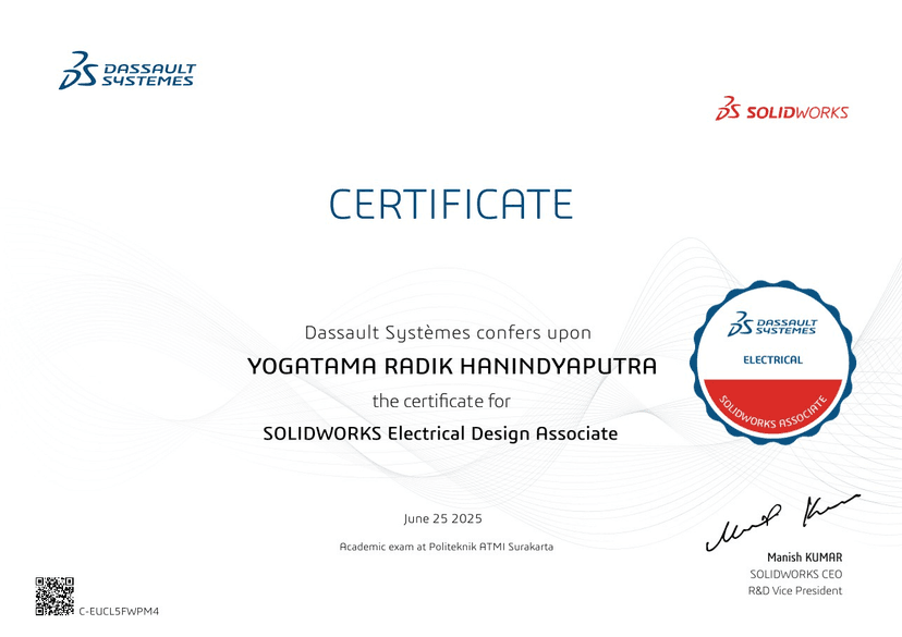 SolidWorks Electrical – Electrical Wiring Design certificate